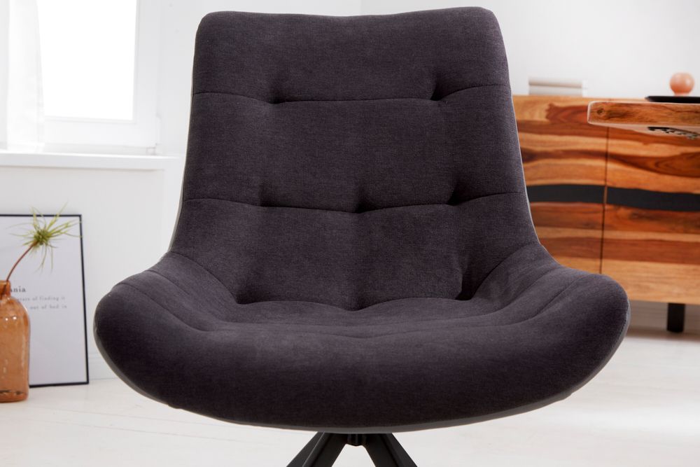 Design Stuhl DIVANI dunkelgrau Metallgestell schwarz im Retro Stil