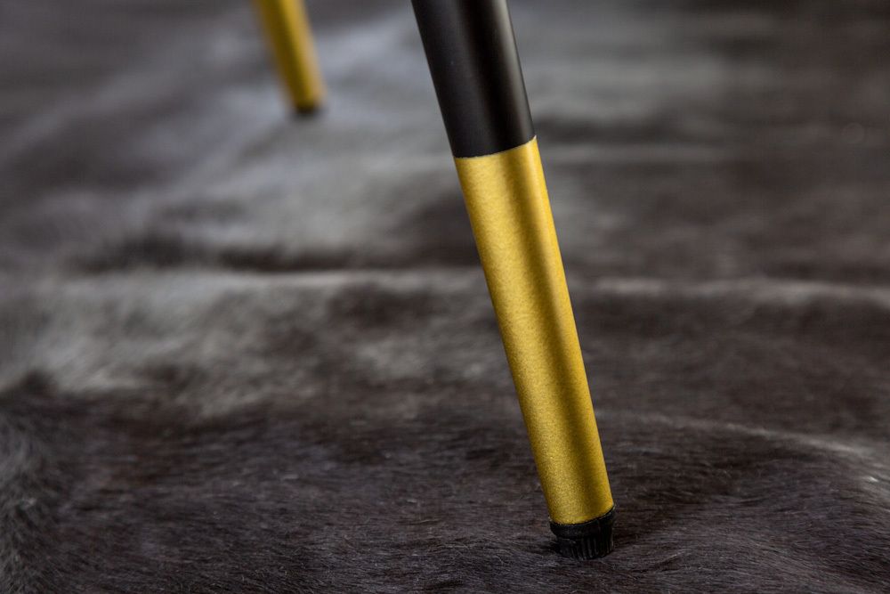 Design Stuhl PRÊT-À-PORTER gelb Samt florales Muster und goldene Fußkappen