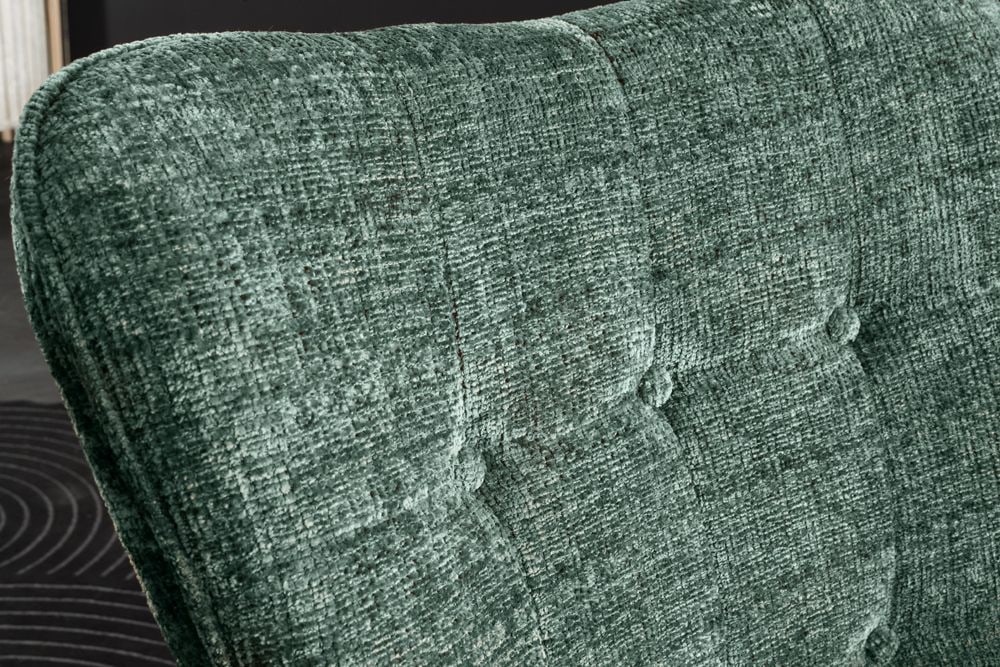 Design Sessel SCANDINAVIA grün Chenille Cremona schwarz Metall mit Armlehne