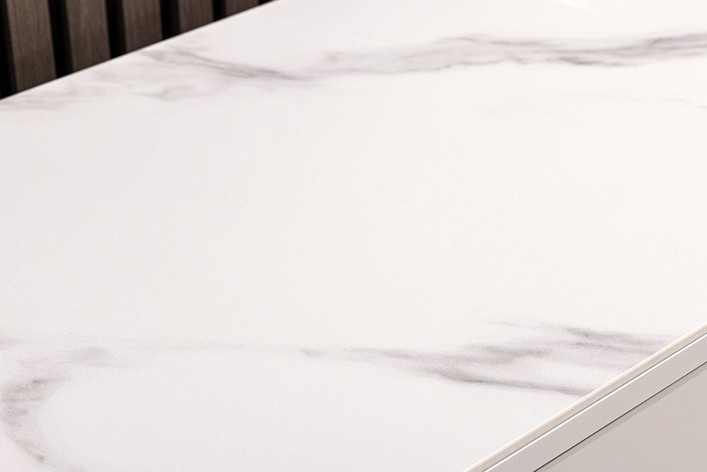 Design Sideboard SAVOY 180cm kaschmir weiß Marmor Keramik mit Stauraum und 3D-Front