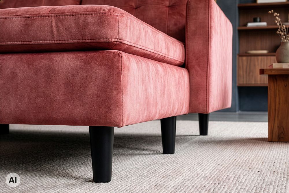 Ecksofa STOCKHOLM 220cm altrosa Samtstoff Federkern 3-Sitzer-Sofa