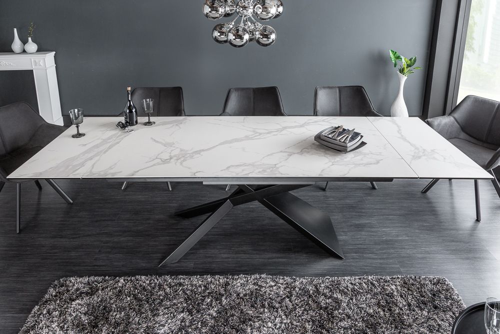 Ausziehbarer Esstisch EUPHORIA 180-220-260cm Marmor weiß Keramik made in Italy
