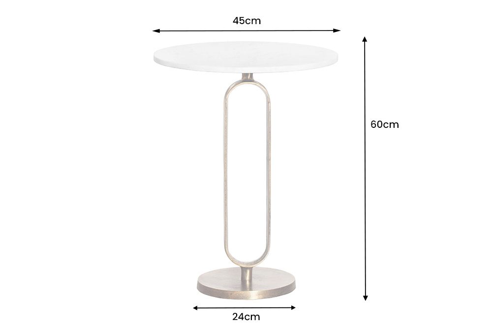 Runder Beistelltisch ELEGANCE 60cm weiß gold antik Marmor Metall Aluminium handmade