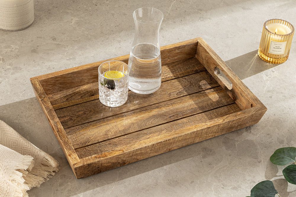 Massives Tablett MAKASSAR 45cm natur Mangoholz