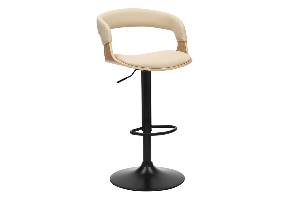 Höhenverstellbarer Barhocker MANHATTAN natur Eiche creme beige Kunstleder drehbar