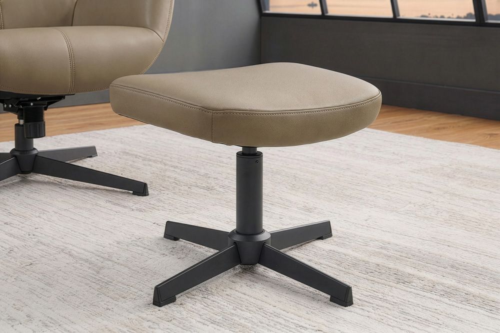 Design Hocker VOGUE 45cm taupe Kunstleder drehbar Metallbeine Fußhocker
