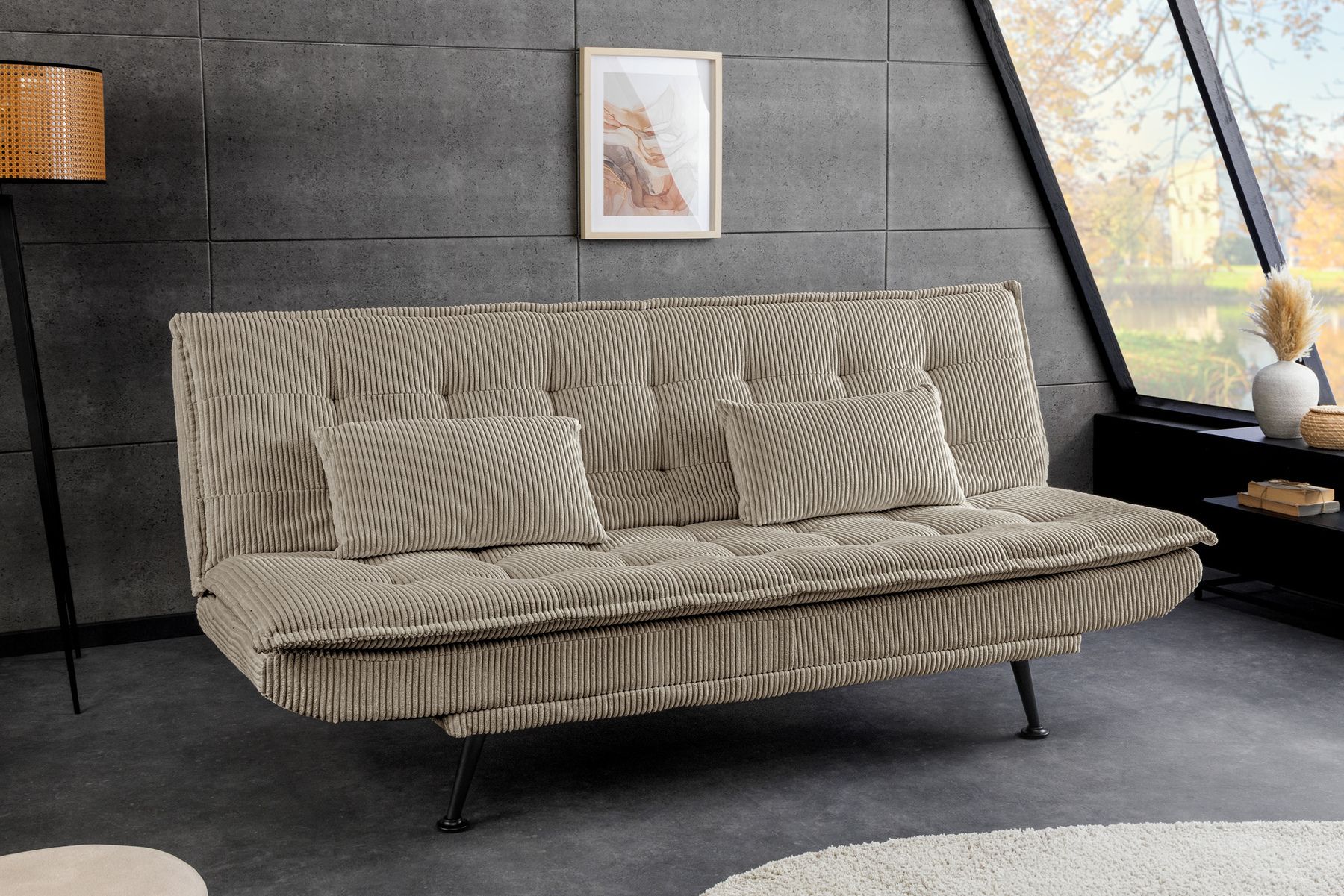 Modernes Schlafsofa JAZZ 190cm greige Cord 3-Sitzer Couch