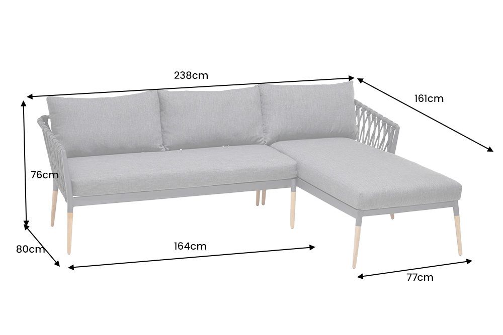 Outdoor Gartenlounge IPANEMA 240cm anthrazit Aluminium Teakholz wetterfest