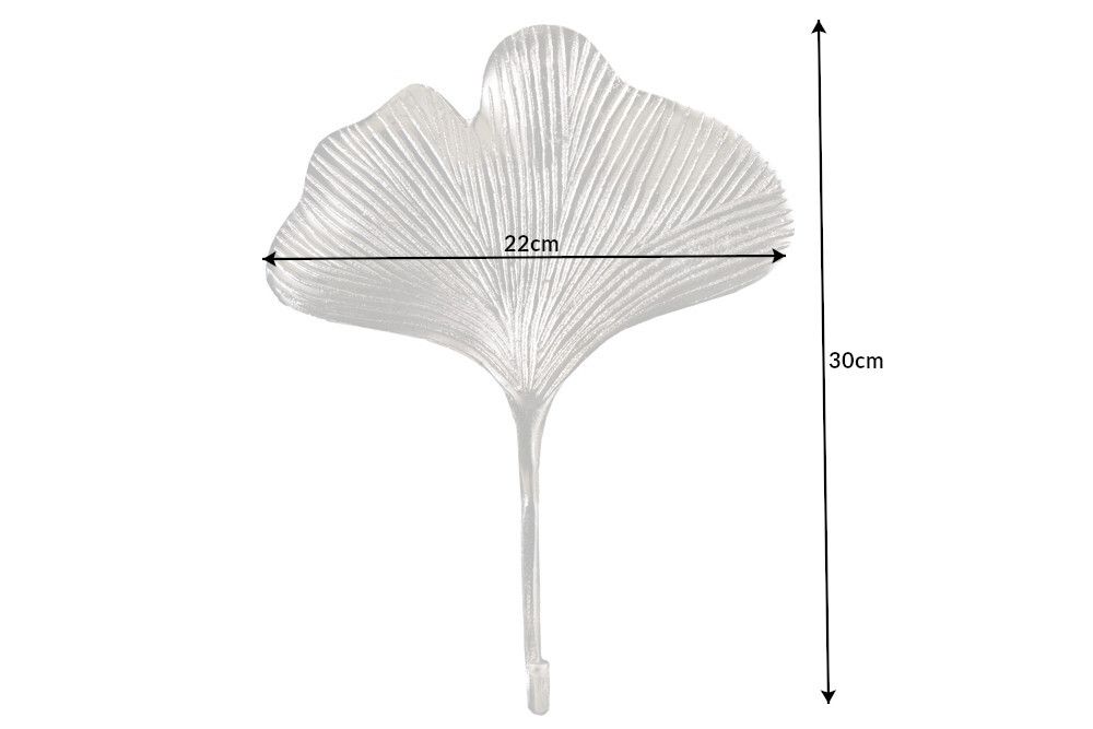 Dekoratives Kleiderhaken 3er Set GINKGO 30cm silber handmade Metall