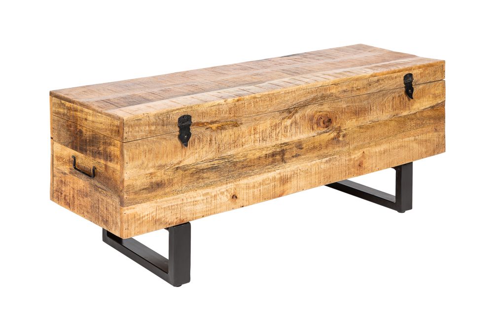 Industrial Truhenbank FACTORY LOFT 115cm Mangoholz natur Sitzbank
