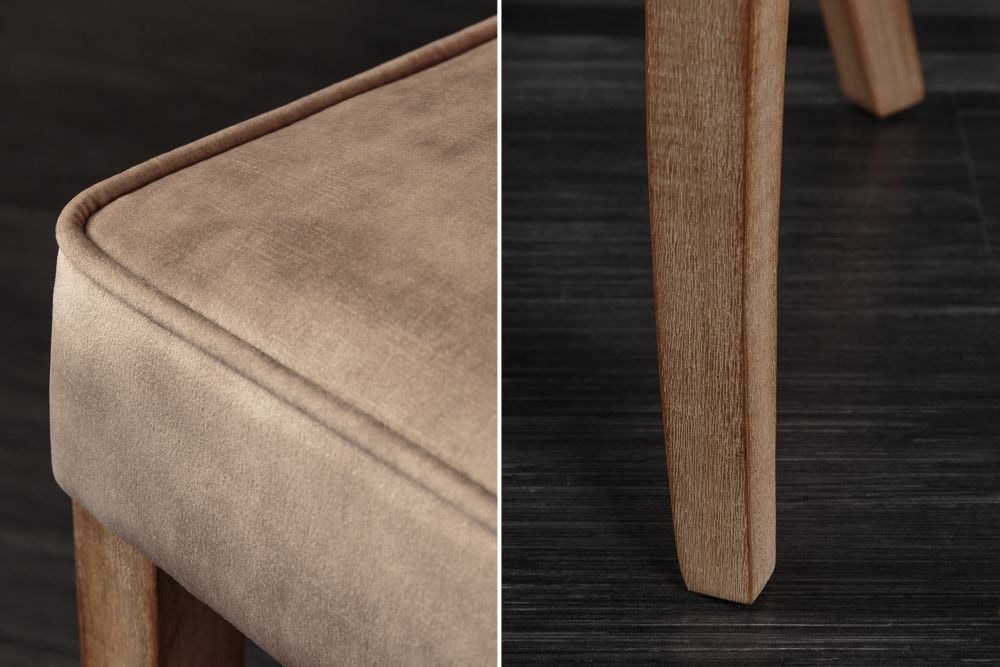 Eleganter Stuhl CASTLE cappuccino Samt Landhausstil mit Komfortgriff