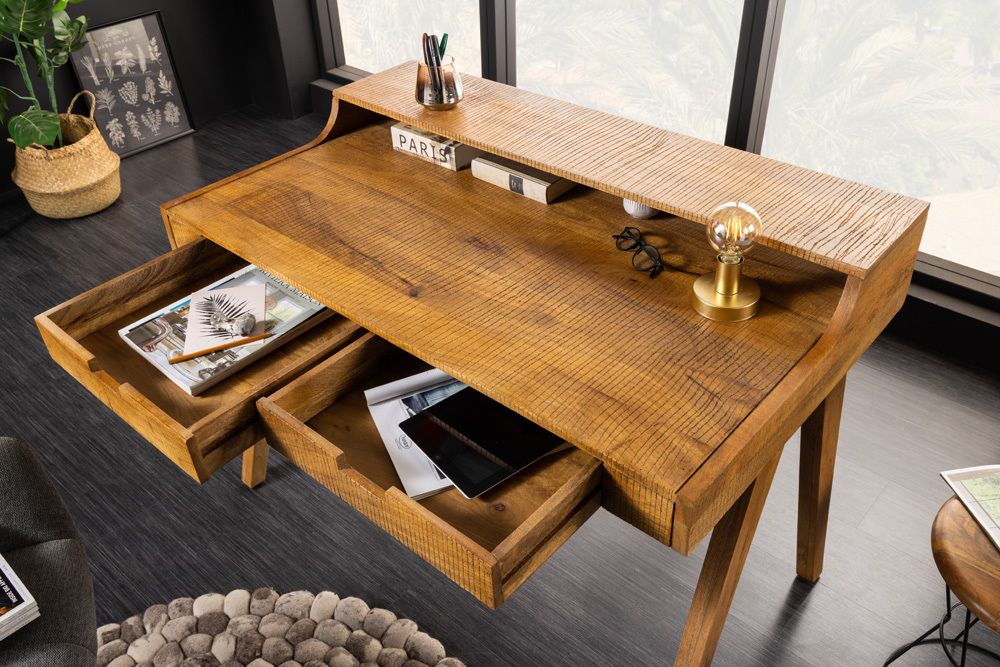 Massiver Sekretär MONSOON 120cm Mangoholz Schreibtisch
