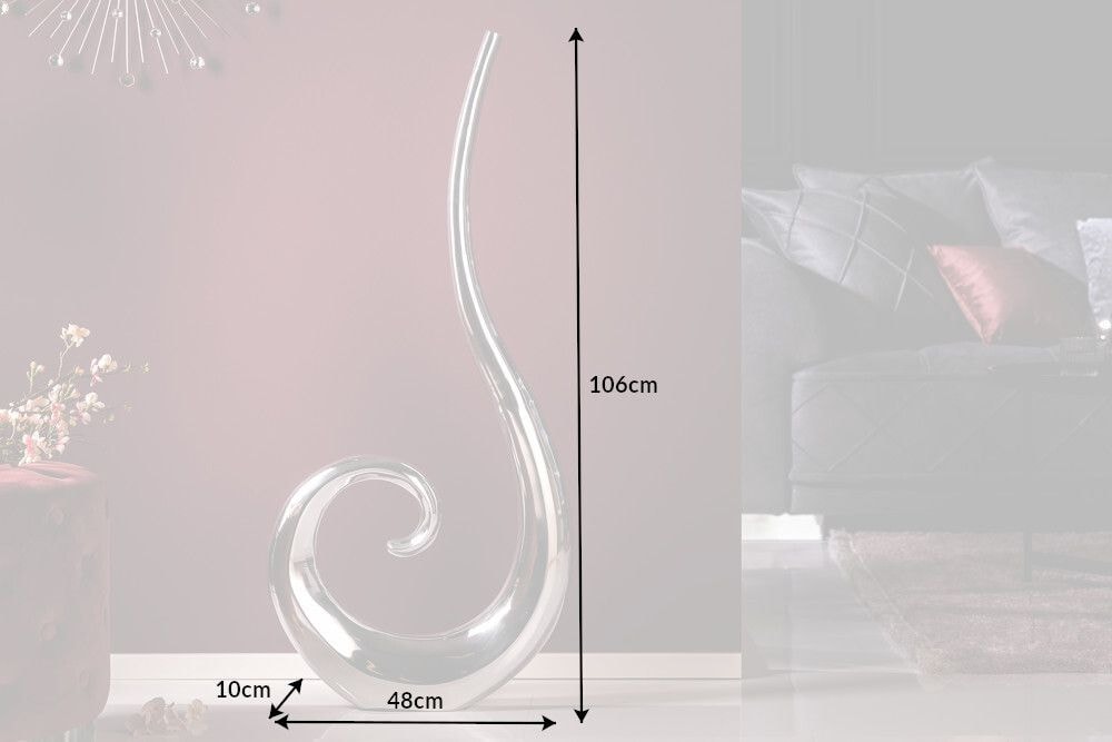 Moderne Vase WAVE XL 106cm silber Aluminium poliert Dekoration