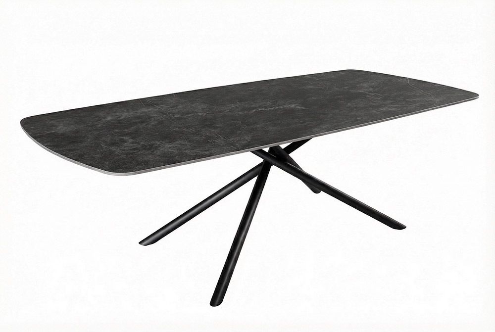 Design Esstisch OSAKA 160cm anthrazit Keramik schwarz Sterngestell Metall