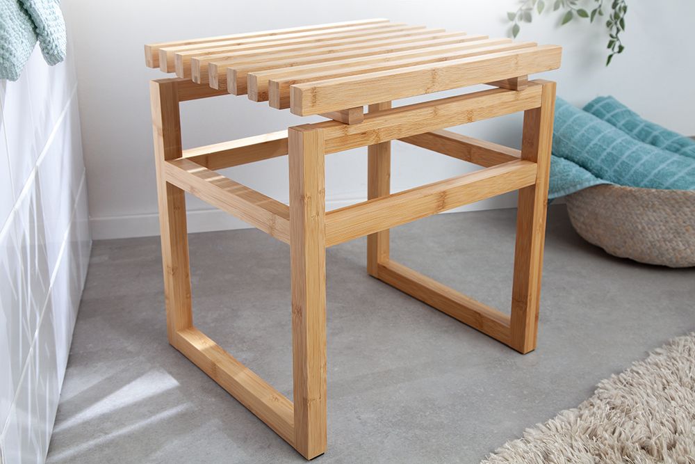 Design Sitzhocker LAGOON SPA 40cm Bambusholz Badhocker