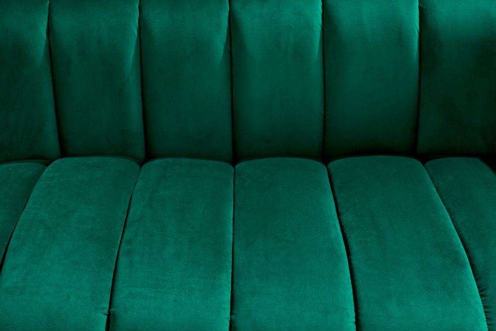 Design 2-Sitzer Sofa NOBLESSE 165cm smaragdgrün Samt Federkern goldene Metallfüße