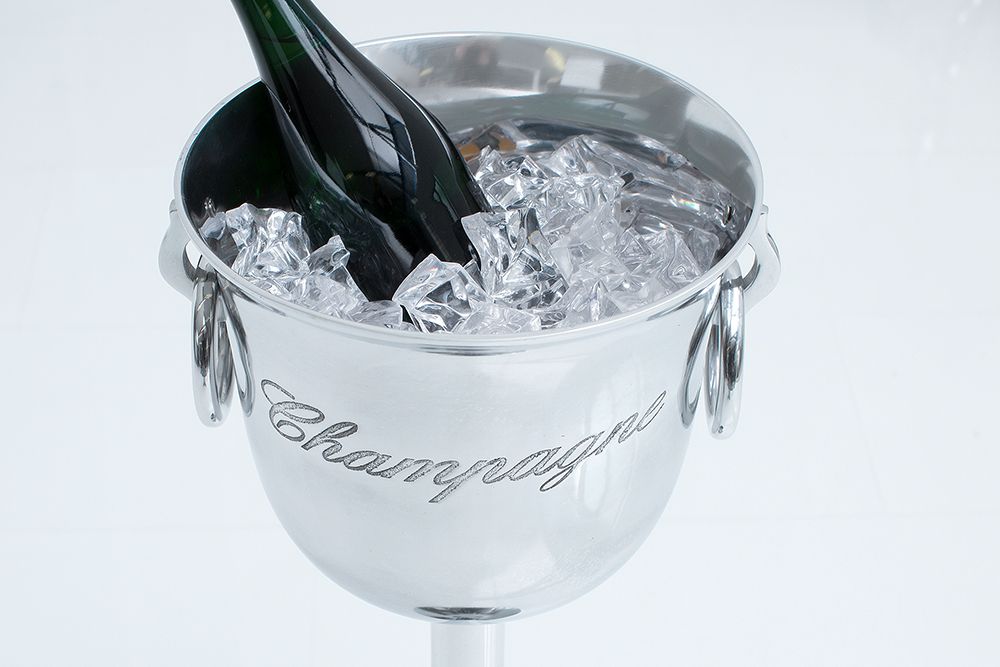 Eleganter Sektkühler CHAMPAGNE 75cm silber poliert Flaschenkühler