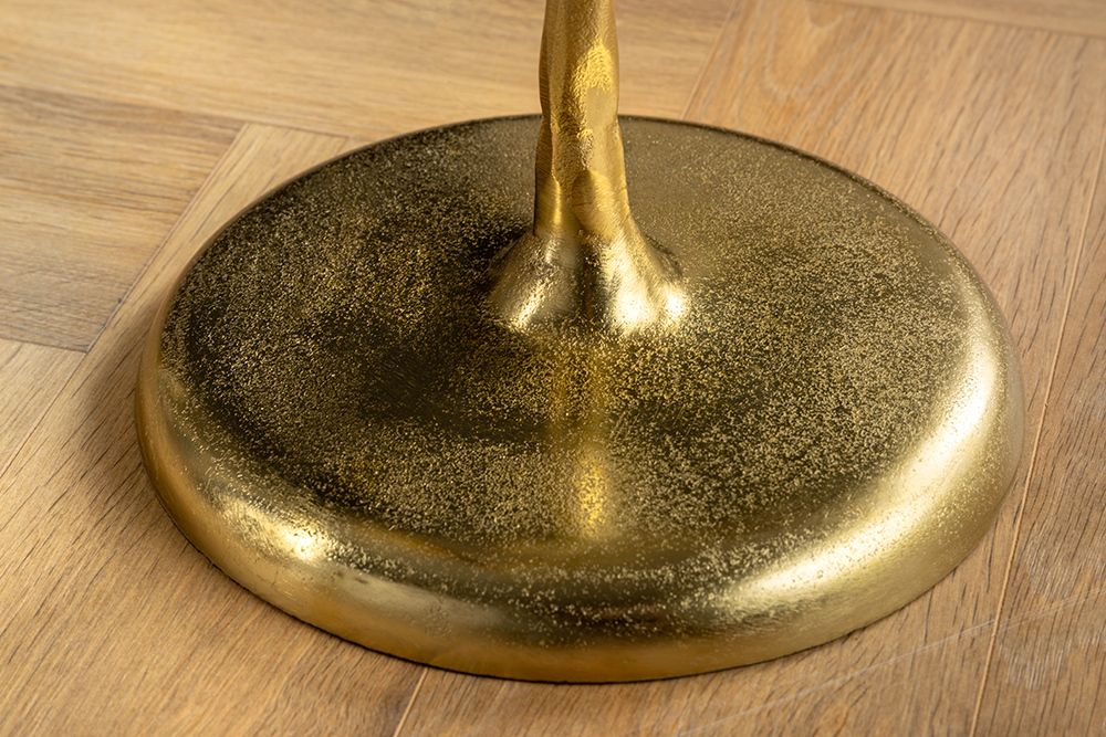 Runder Beistelltisch WILDLIFE PEACOCK 60cm gold Glasplatte Metall Pfauen-Skulptur