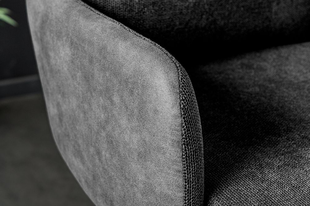 Drehbarer Design Barhocker BIG GEORGE anthrazit Samt Taschenfederkern mit Armlehnen
