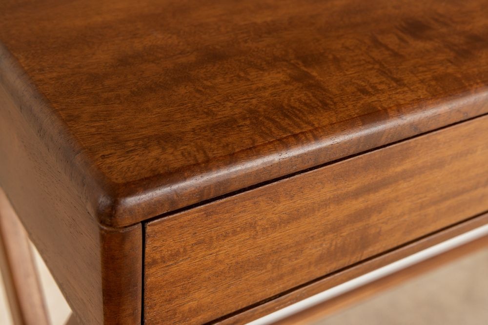Stilvoller Konsolentisch SECRETARIO 110cm braun Akazie gold mit Schubladen