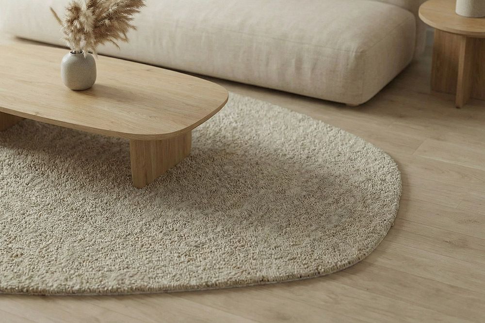 Design Teppich ORGANIC 180x120cm taupe Hochflor Indoor-Teppich organische Form