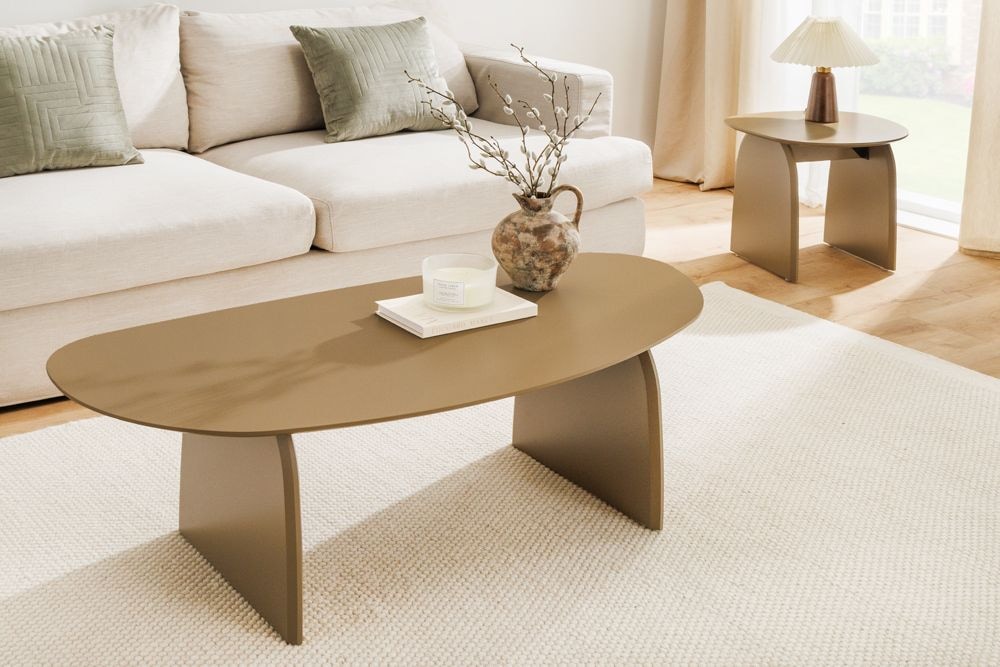 Design Couchtisch ORBIT 120cm greige organische Form