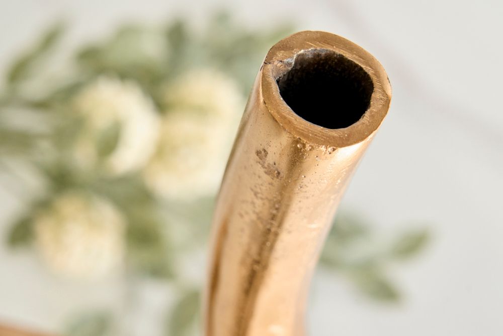 Moderne Vase WAVE 47cm gold Aluminium poliert Dekoration