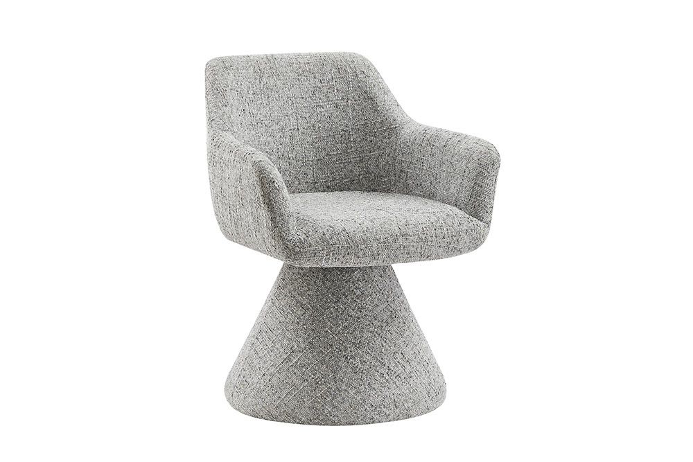 Drehbarer Stuhl AMBIENTO grau Chenille 180° mit Auto-Return Polsterstuhl