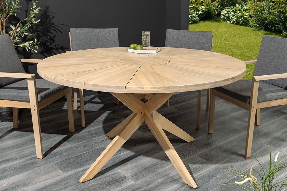 Runder Gartentisch KOPENHAGEN 140cm natur Akazie Massivholz In- und Outdoor wetterfest