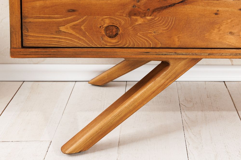 Massives TV-Board FINCA 180cm vintage braun recyceltes Pinienholz mit Schubladen