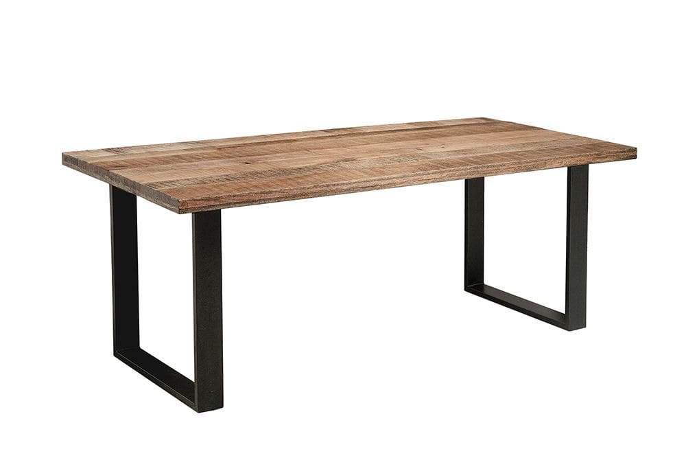 Massiver Esstisch IRON CRAFT 160cm natur Mangoholz Eisen Kufengestell Industrial Design