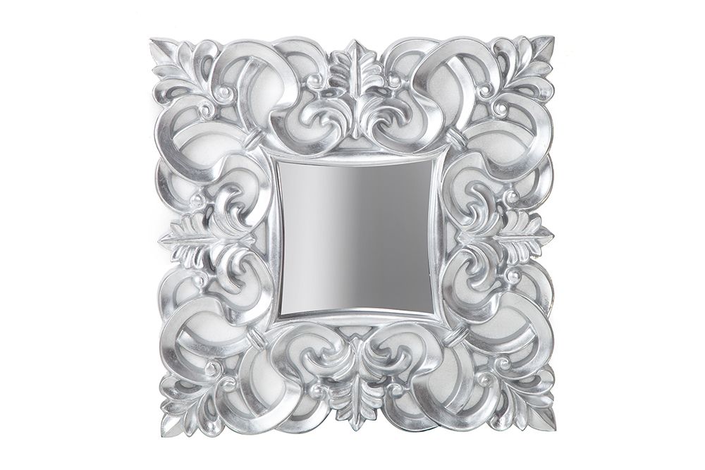 Eleganter Wandspiegel VENICE 75x75cm silber antik Barockstil