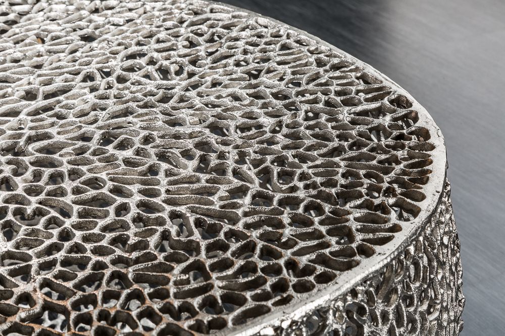 Filigraner Design Couchtisch ABSTRACT LEAF 80cm silber Handarbeit