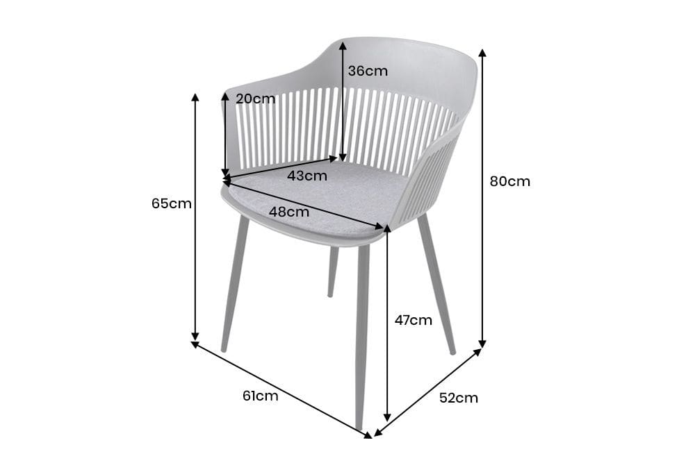 Design Stuhl AIRE grau Kunststoff Stahlgestell Indoor Outdoor inkl. Kissen