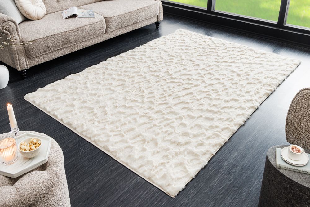 3D Hochflor Teppich DUNE 230x160cm beige Hoch-Tief-Effekt