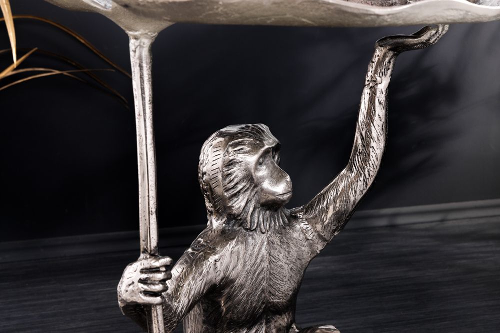 Design Beistelltisch WILDLIFE MONKEY 60cm silber Metall handmade