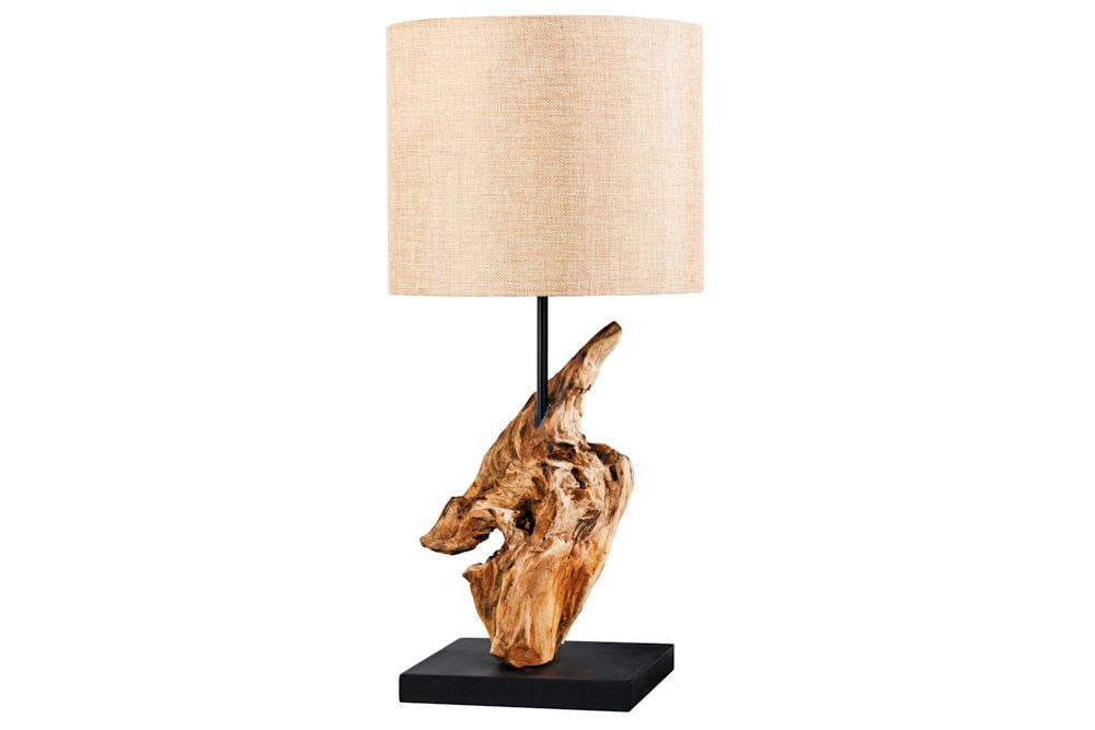 Treibholz Tischlampe HYPNOTIC 60cm natur Leinen-Schirm