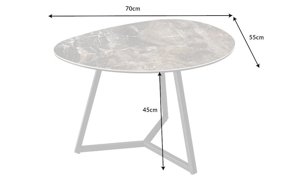 Moderner Couchtisch MARVELOUS 70cm taupe Marmor Keramik made in Italy