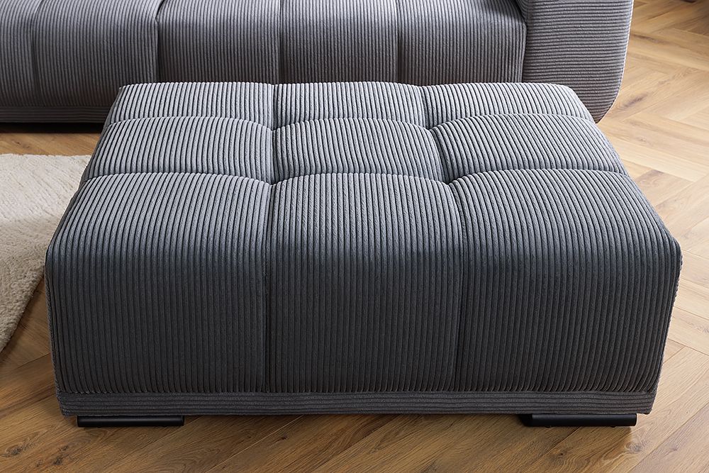 Moderner Hocker ELEGANCIA 110cm anthrazit Cord Fußhocker Sitzhocker