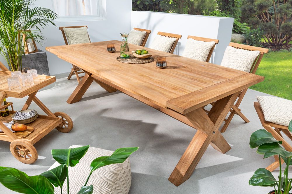 Wetterfester Gartentisch EMPIRE TEAK 220cm Teak Massivholz Outdoor Esstisch
