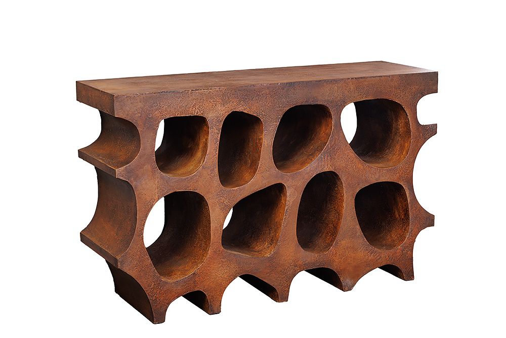 Abstrakter Konsolentisch ART AMBIENTE 120cm kupfer Edelrost-Look Beton