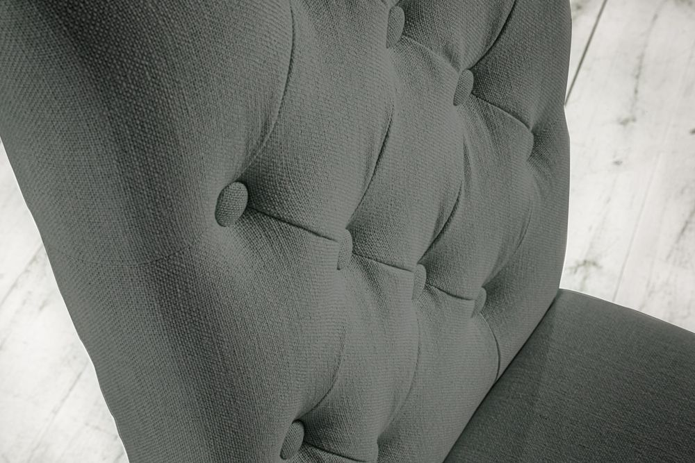 Eleganter Stuhl CASTLE grau mit Chesterfield Steppung