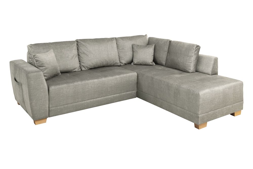 Modernes Ecksofa NORWAY 250cm taupe Vogue Velours Samt Schlafsofa mit Stauraum