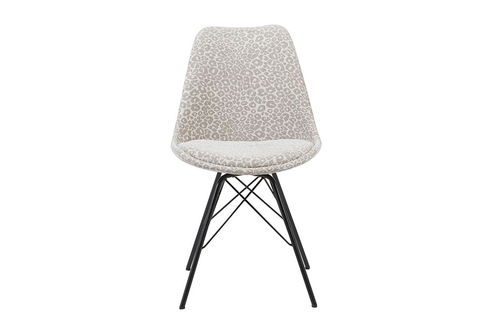 Design Stuhl SCANDINAVIA MEISTERSTÜCK beige grau Chenille schwarz Metallgestell
