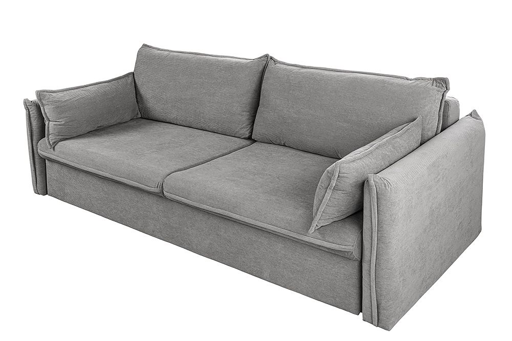 XXL Sofa mit Schlaffunktion APARTMENT grau Cord inkl. Bettkasten und Kissen