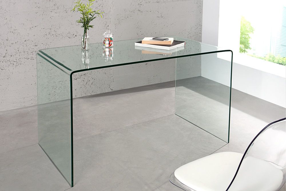 Extravaganter Glas Schreibtisch FANTOME 120cm transparent Esstisch Ganzglastisch