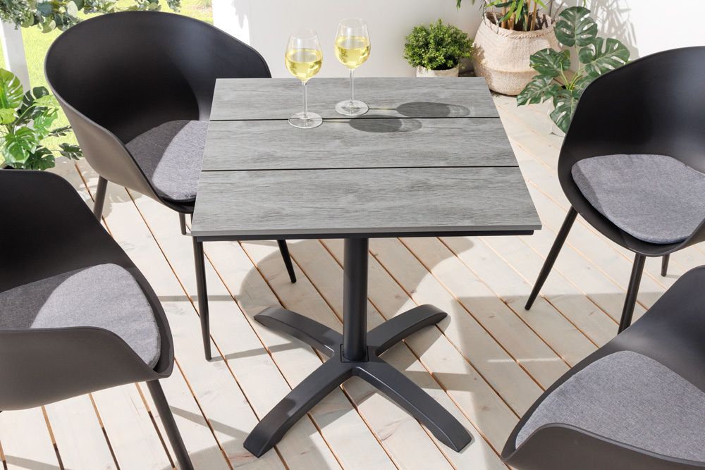 Outdoor Bistrotisch DESIGNO 70cm schwarz grau Aluminium wetterfest Gartentisch