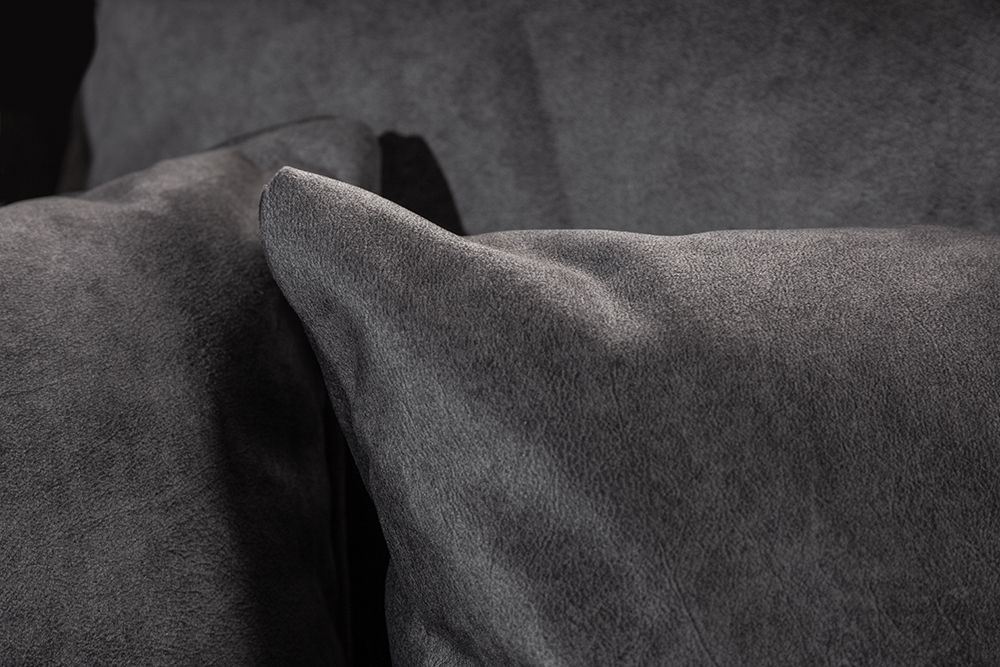 Moderne XXL Wohnlandschaft KENT 305cm grau Samt Bigsofa inkl. Hocker Federkern