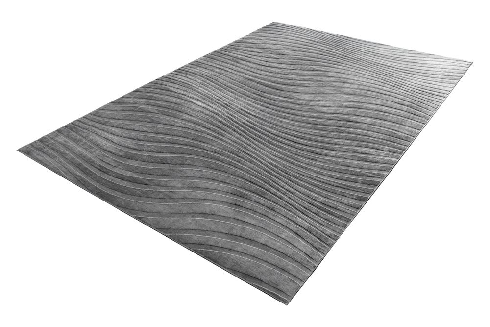 3D strukturierter Kurzflor XXL Teppich WAVE 350x235cm anthrazit Hoch-Tief-Effekt