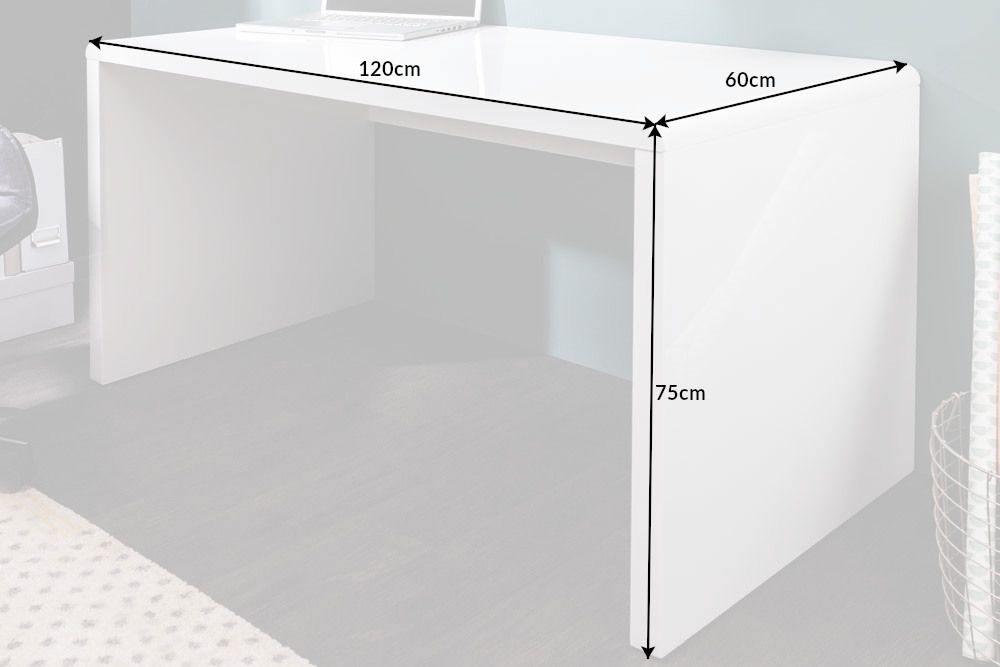 Design Schreibtisch FAST TRADE 120cm weiß Hochglanz Bürotisch